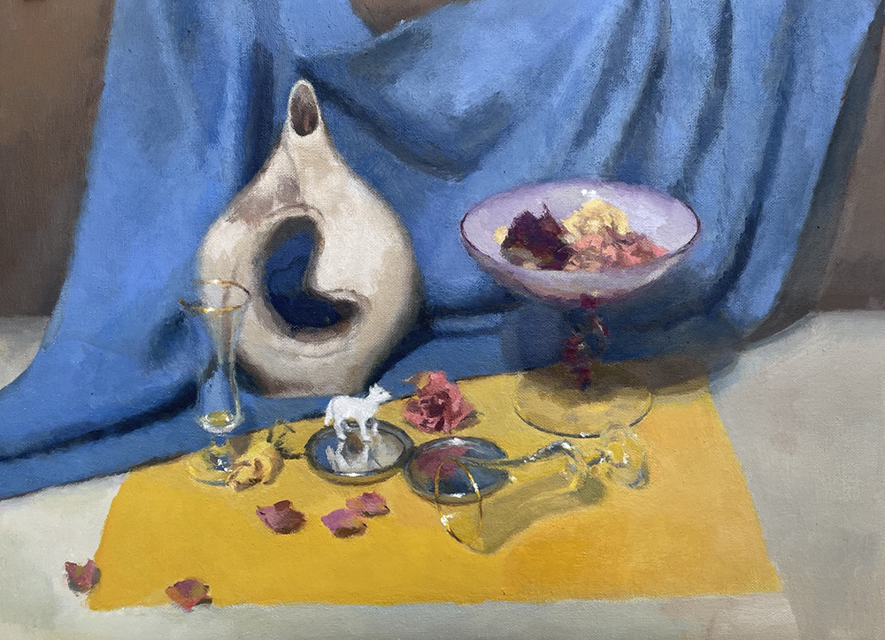 Painting of a Still Life with White Wolf