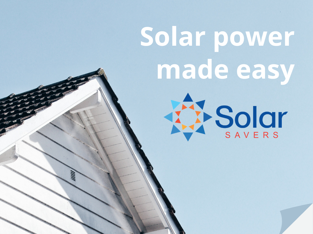 Roof of a house with the Solar Savers logo