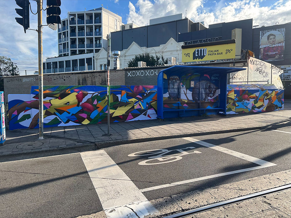 Artwork installation Wild City by artist Hayden Dewar and collaborator Shmek One