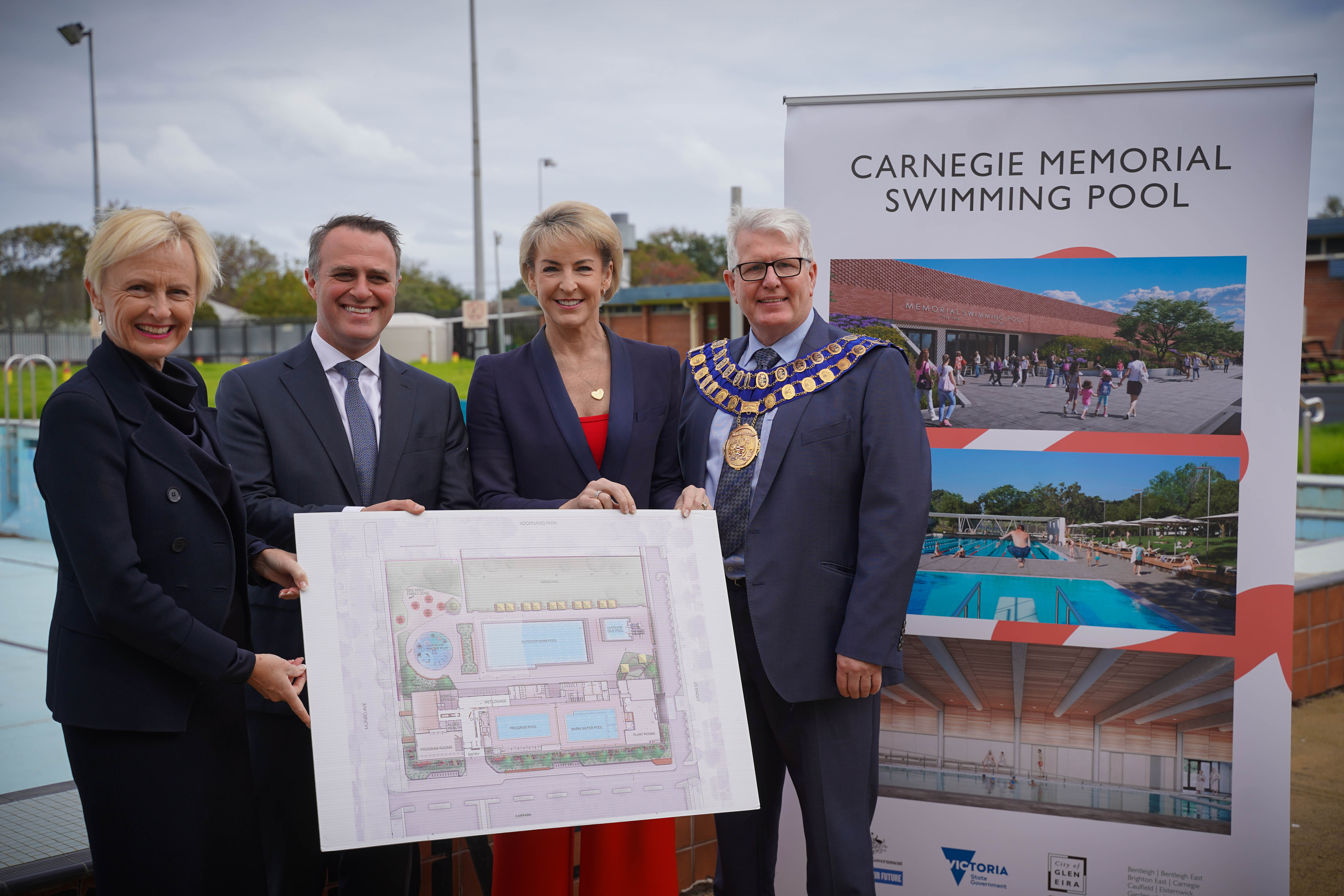 Member for Higgins Dr Katie Allen MP, Member for Goldstein Tim Wilson MP, Attorney General Senator Michaelia Cash and Glen Eira Mayor Cr Jim Magee