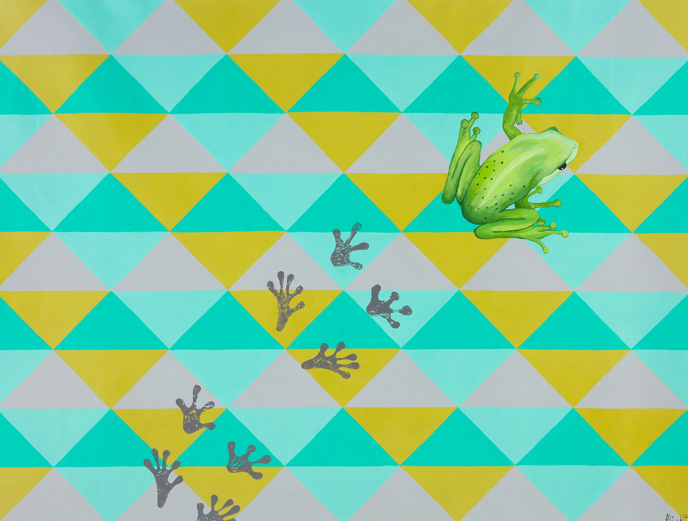 Painting acrylic on canvas frog Tiddalick