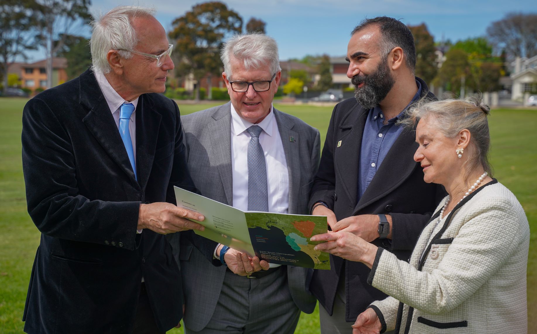 Bayside Mayor Cr Alex del Porto, Glen Eira Mayor Cr Jim Magee, Kingston Mayor Cr Steve Staikos and Mayor of Boroondara, Cr Jane Addis 