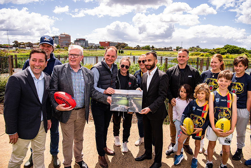 Liberal Leader Matthew Guy, Glen Eira Mayor Cr Jim Magee, and Caulfield MP David Southwick