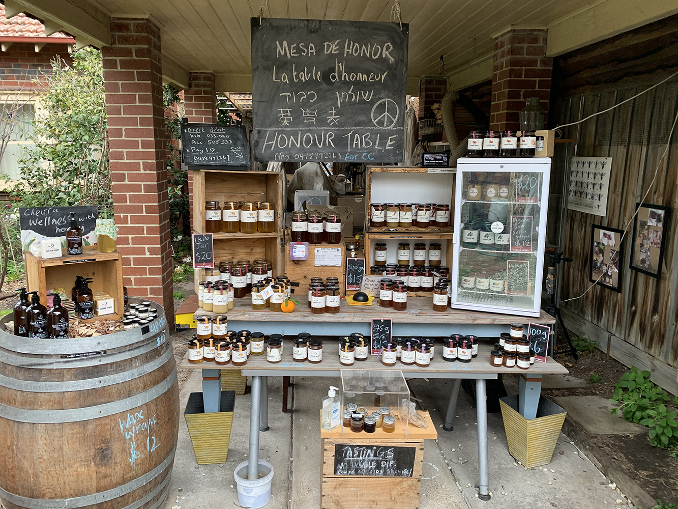 Honey store in a backyard