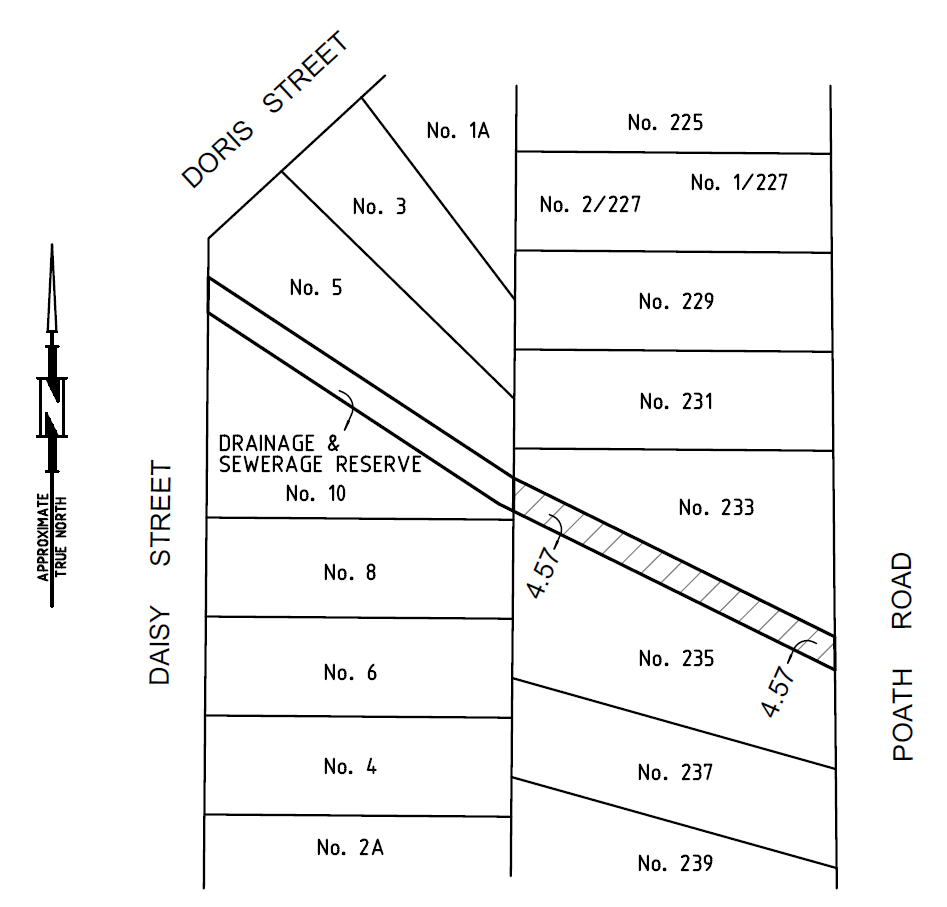 Plan drainage and sewerage reserve adjoining 233 and 235 Poath Road, Murrumbeena