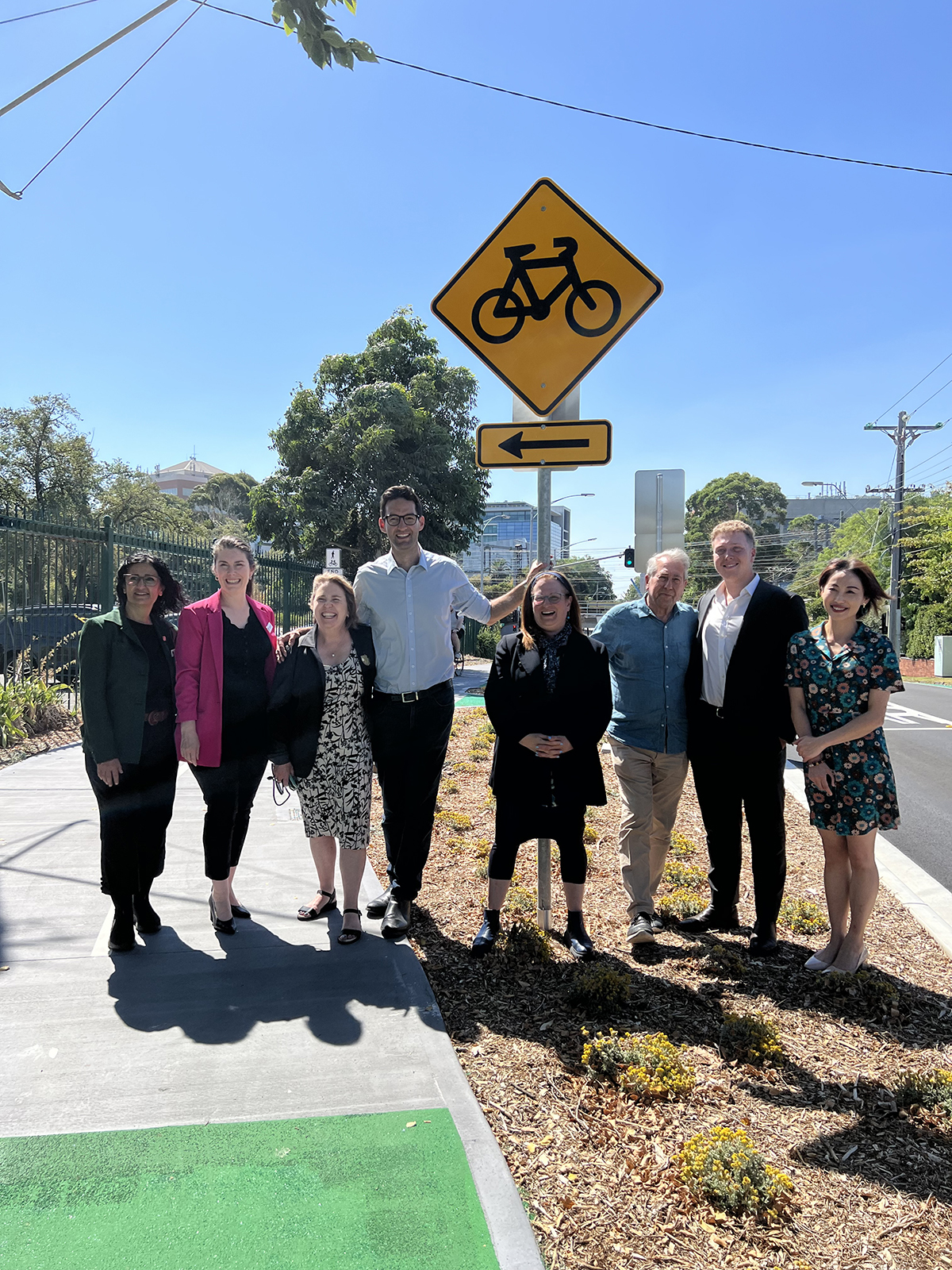 Cr Arabella Daniel, Cr Kimberley Young, Cr Jane Karslake, Josh Burns MP, Cr Simone Zmood (Mayor), Cr Sam Parasol, Cr Luca Ragni (Deputy Mayor) and Cr Li Zhang