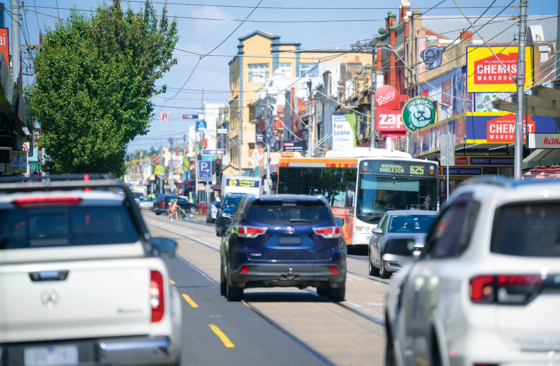 traffic on a busy street in bentleigh