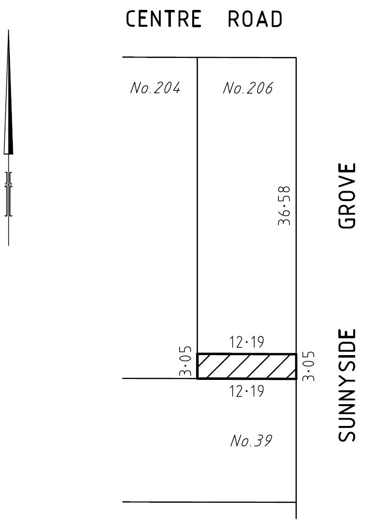 Land is shown hatched on the plan