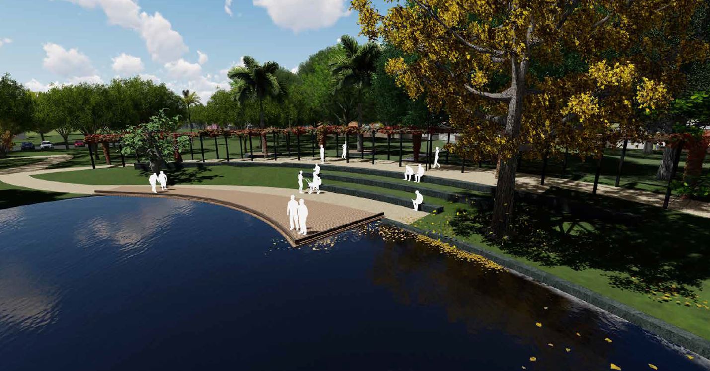 Artist impression of the Caulfield Park lake seating walls