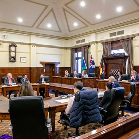 People sitting in council room