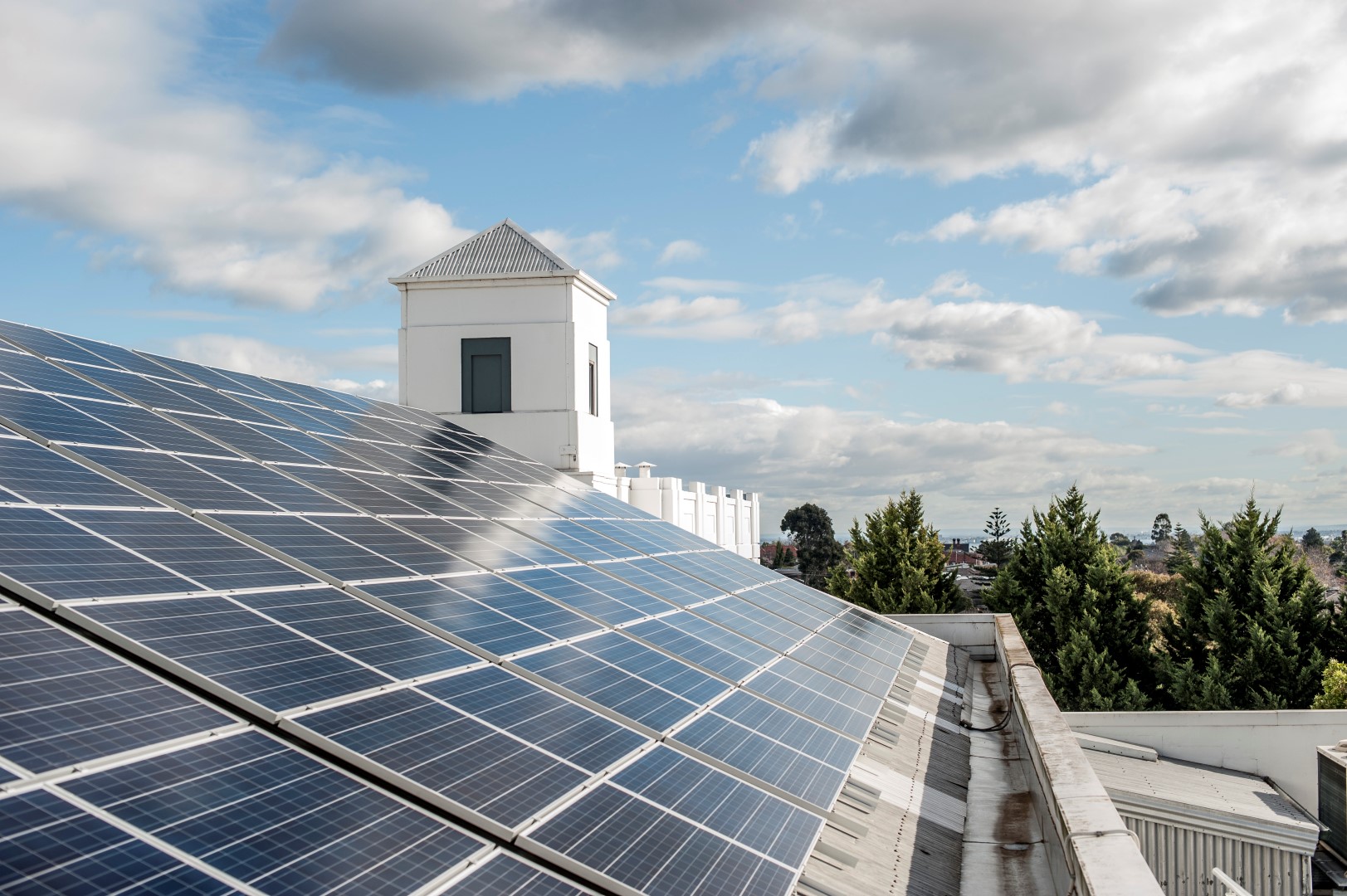 solar panels on roof