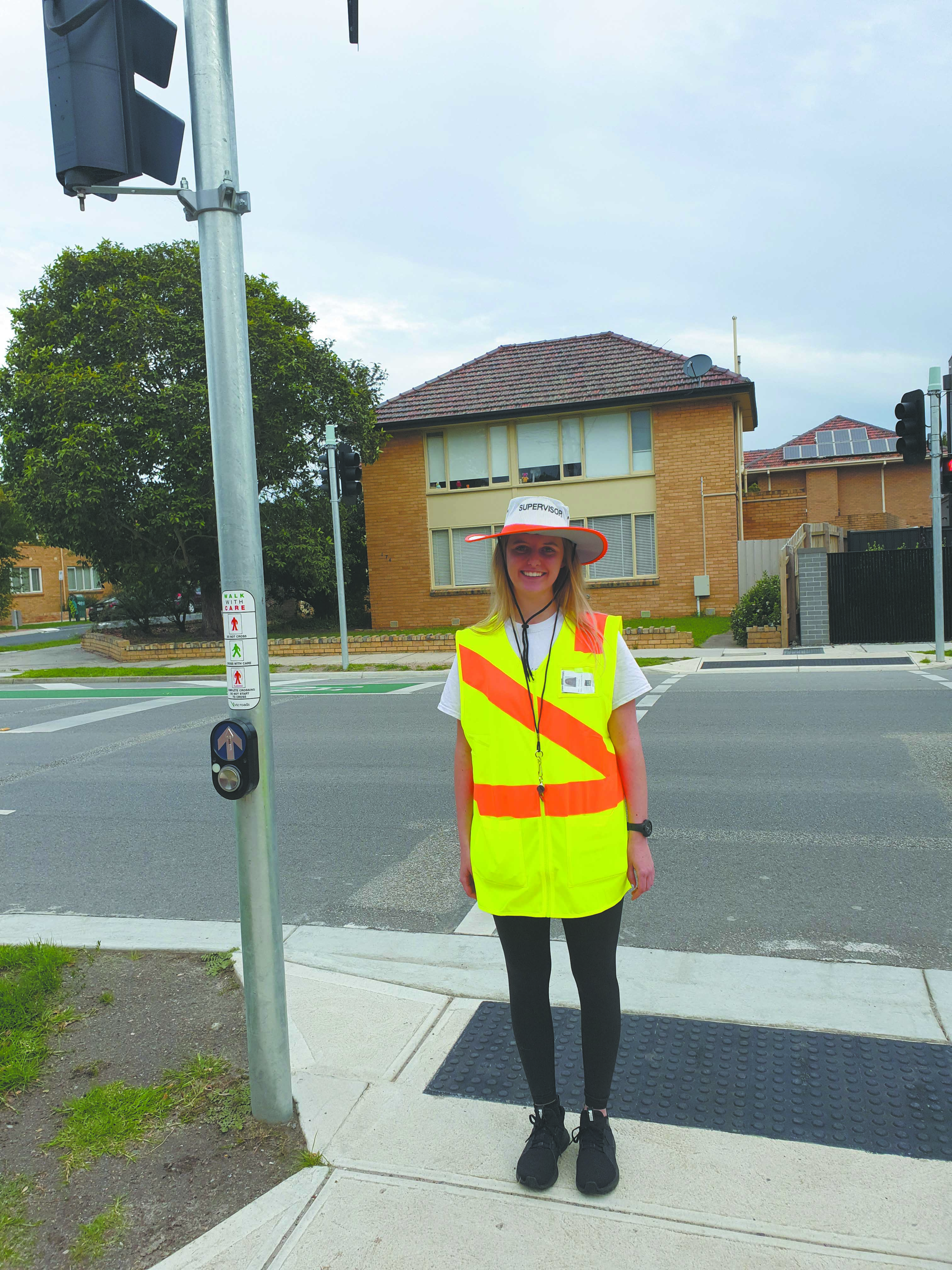 Chelsie is one of 14 lifeguards from Glen Eira Sports and Aquatic Centre working as a school crossing supervisor.