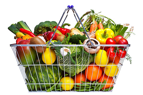 basket filled with fruit and vegetables