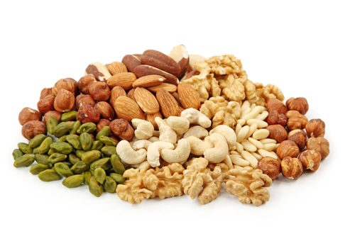 Almonds, walnuts, cashews, hazelnuts, pistachios