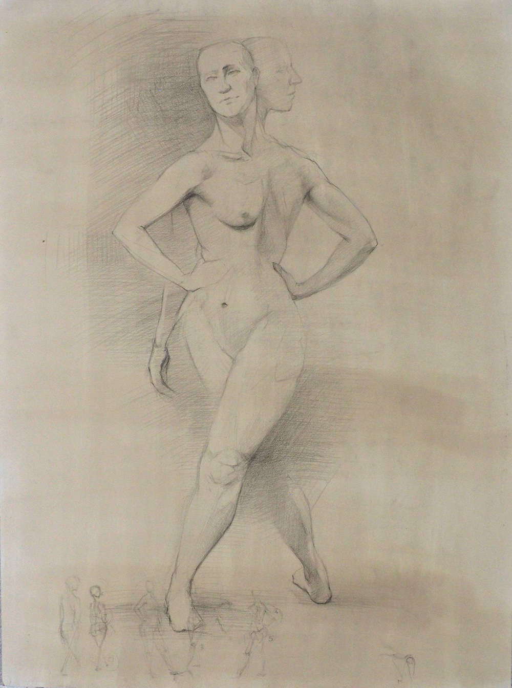 David Fenoglio | Figure Study from Four Angles | Graphite on paper | 61x45cm