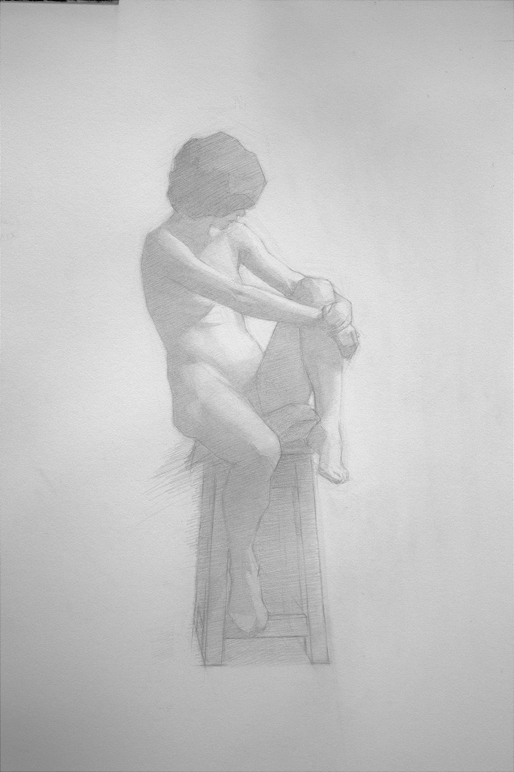 Ben Ryan | Figure on Stool | Graphite on paper | 40x27cm