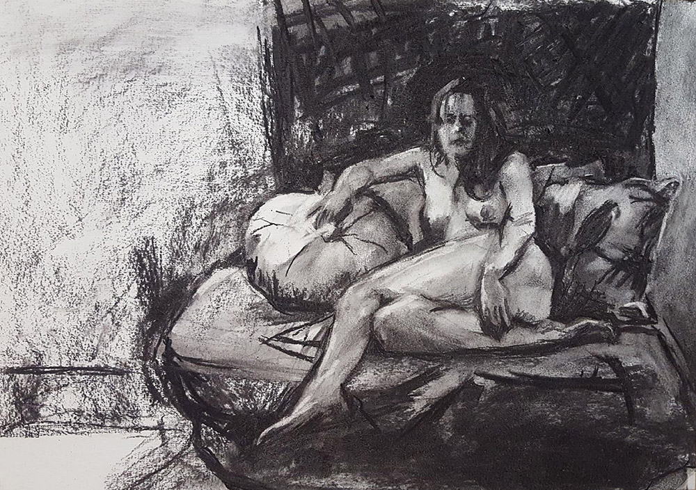 Nude seated