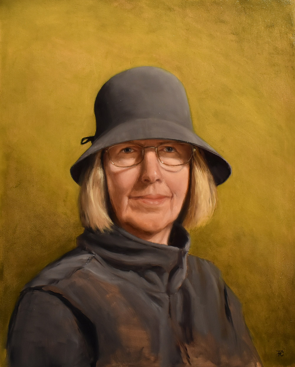 Fiona Cotton | Winter Hat | Oil on wooden panel | 50x40cm