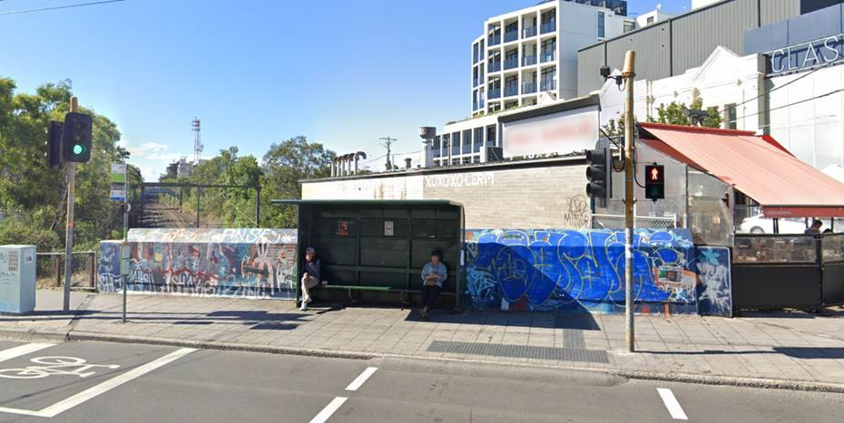 Postion of artwork to be installed along Glenhuntly Road, Elsternwick on the rail bridge wall (opposite Elsternwick Station)