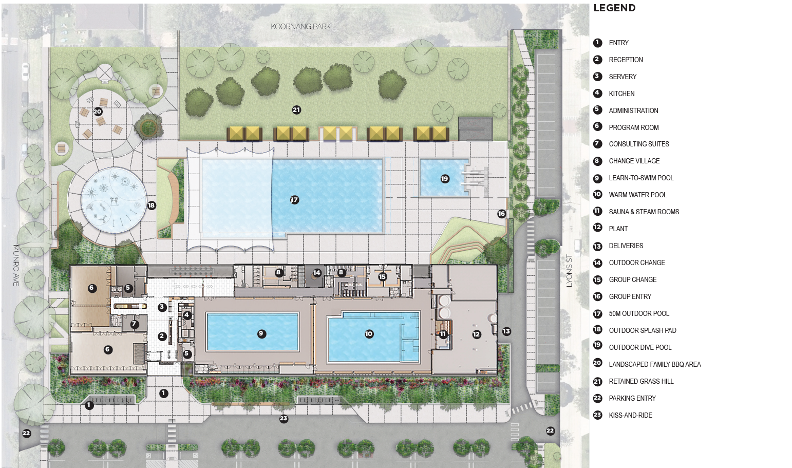 Carnegie Memorial Swimming Pool​​ Facility plan