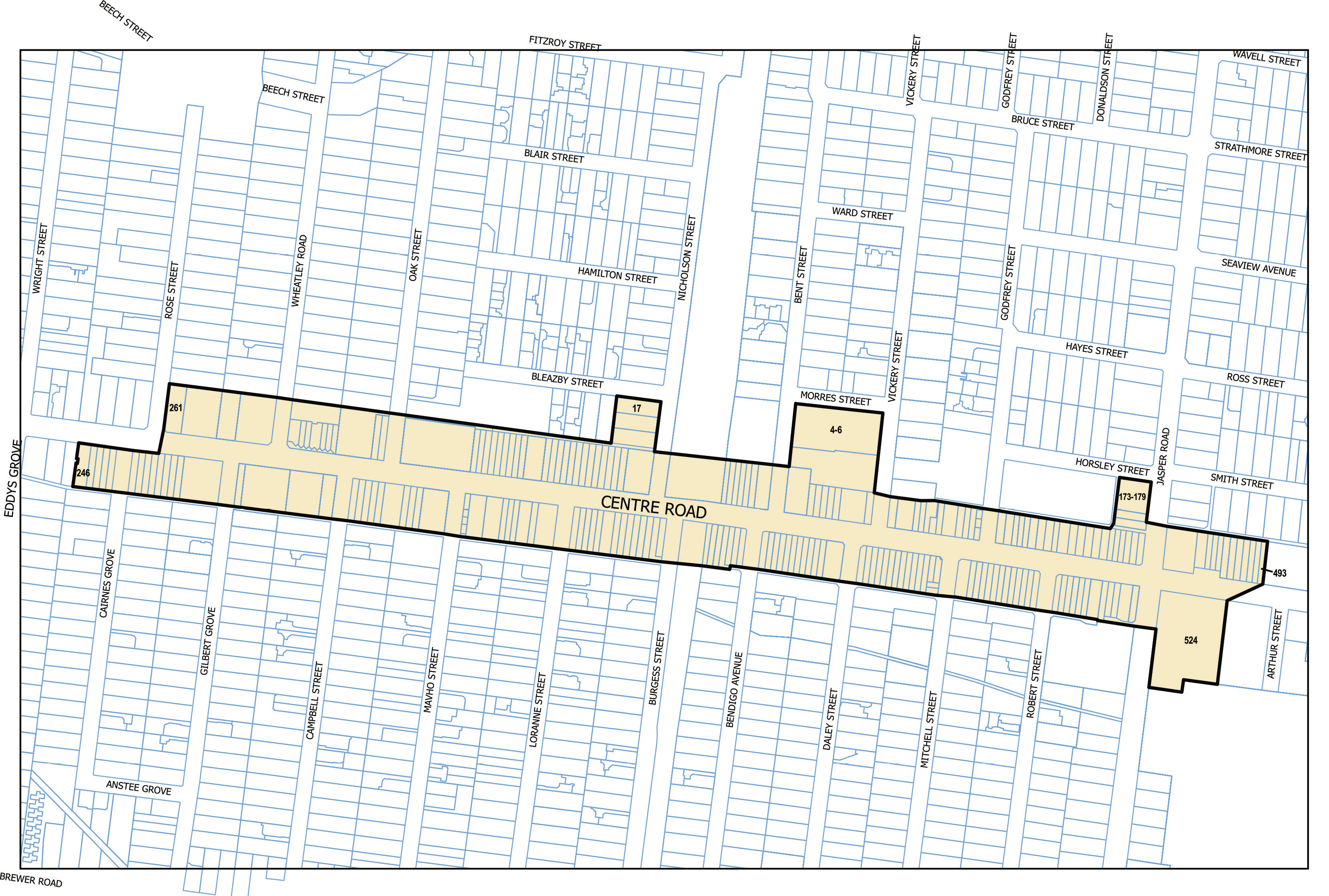Bentleigh Shopping Centre Special Rate Boundary map