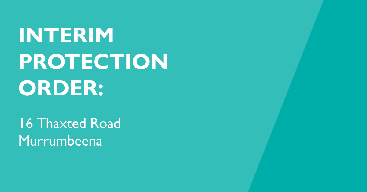 Interim Protection Order 16 Thaxted Road, Murrumbeena 3163 