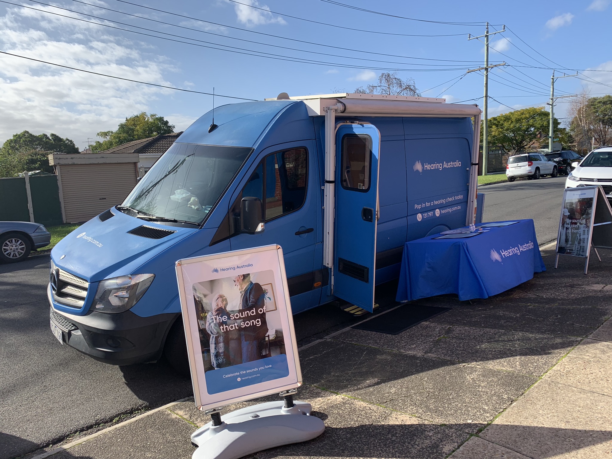 Hearing Australia mobile van with information displays