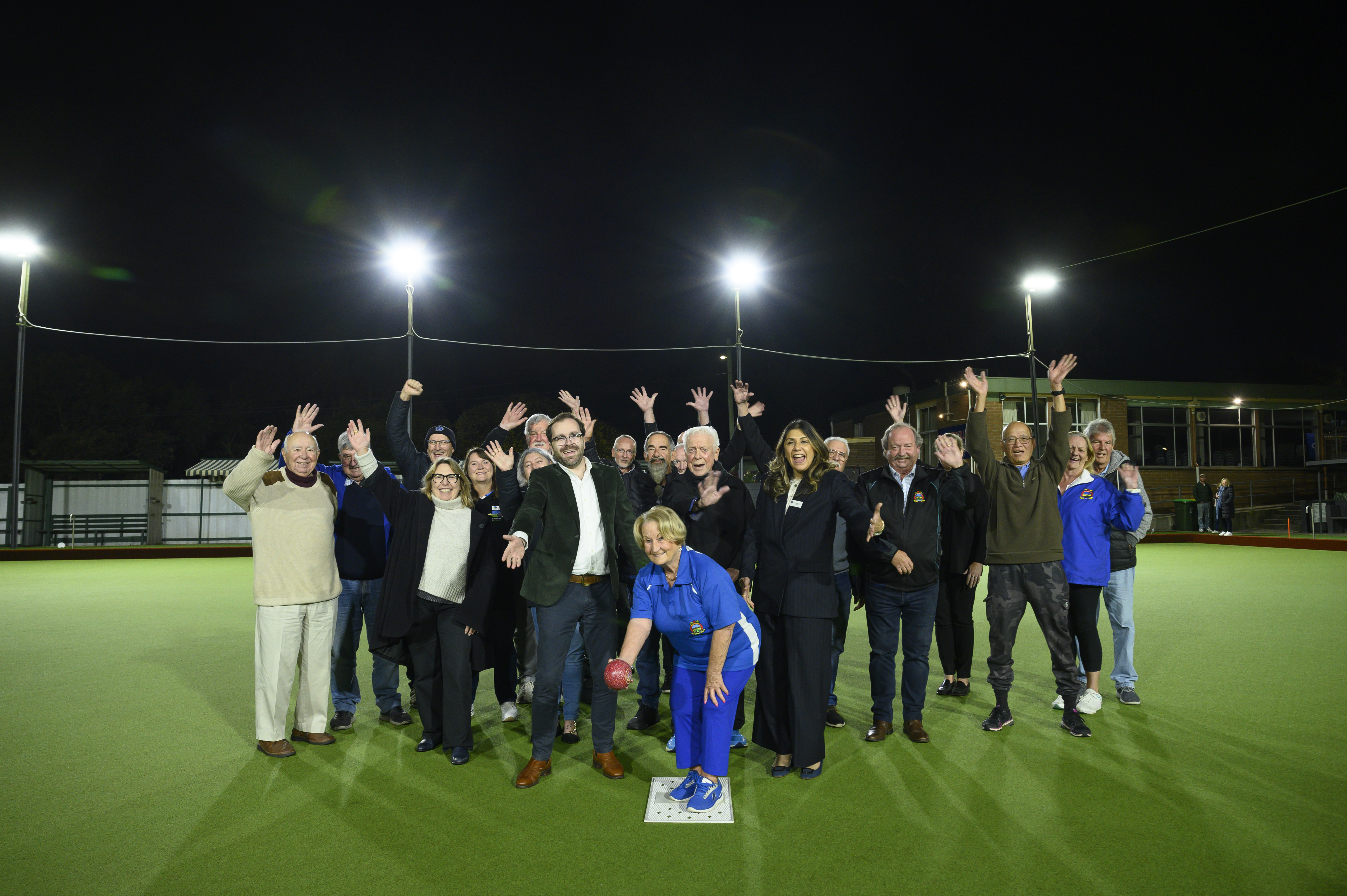 Mayor celebrating with the Coatesville Bowls Club