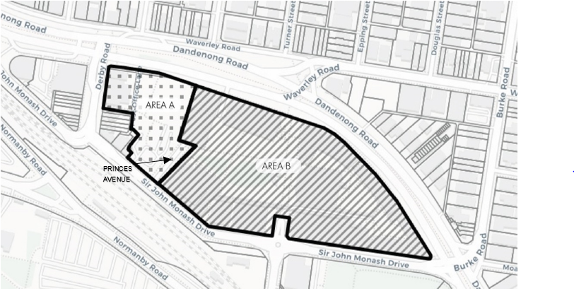Map identifying Area A where Category 1 sign controls are proposed and Area B where Category 2 sign controls are proposed. Strategic assessment of the amendment