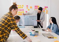 Team collaborating in an office