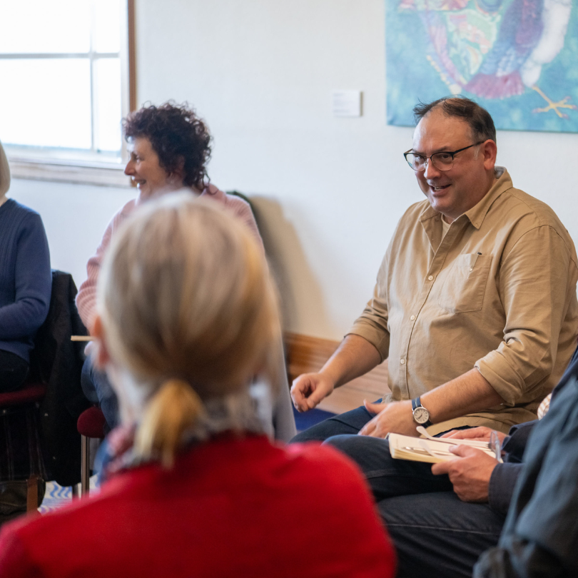 Liam and improv workshop attendees at the 2025 Storytelling Festival