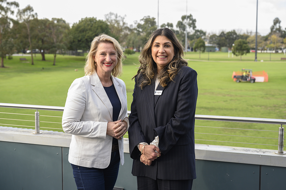 Victorian Minister for Prevention of Family Violence Vicki Ward and Glen Eira Mayor Cr Anne-Marie Cade