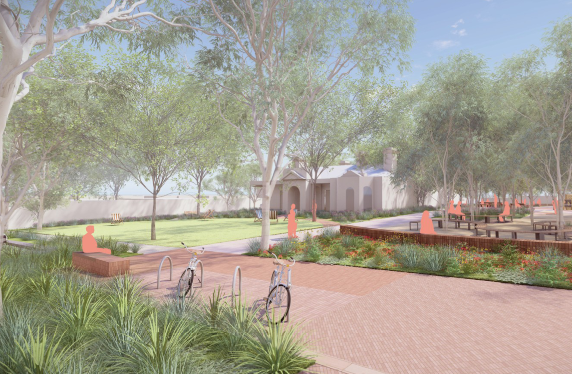 Artist impression of Elsternwick Club open space concept plan.